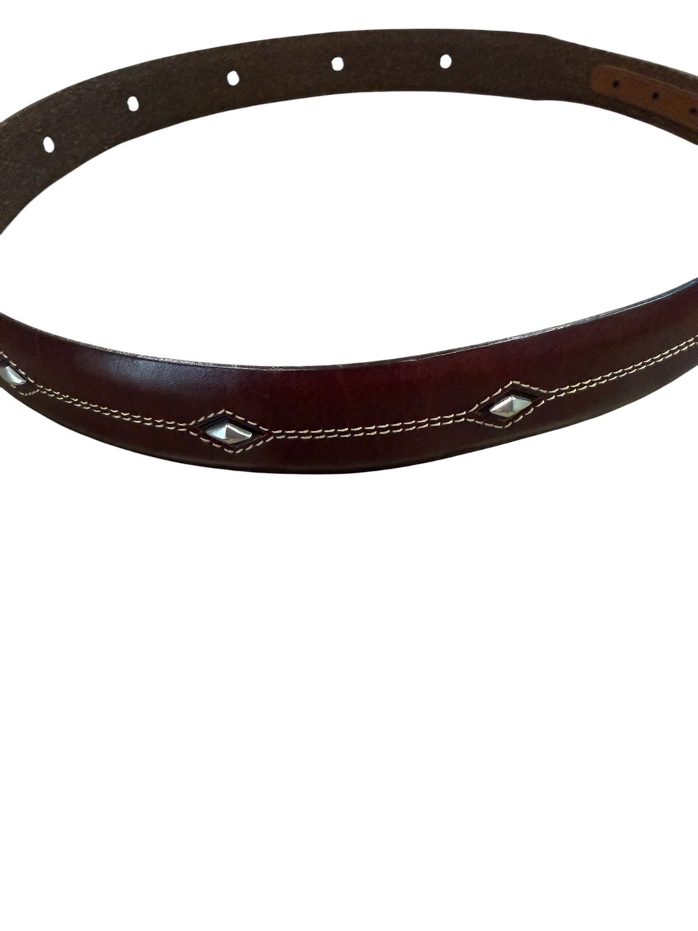 Brighton Denver Diamond Size 34 Embossed Leather Belt P3507 Studded Western